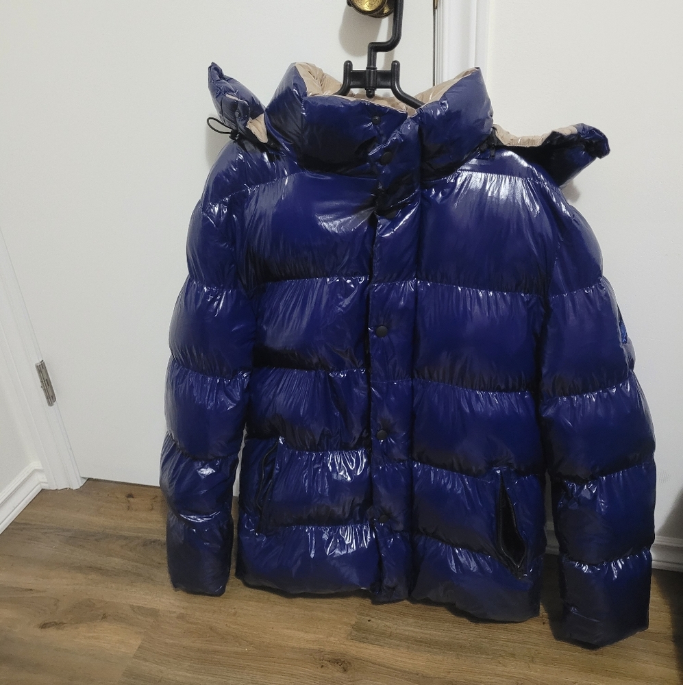 POINT ZERO PUFFER JACKET MENS LARGE GLOSSY BLUE